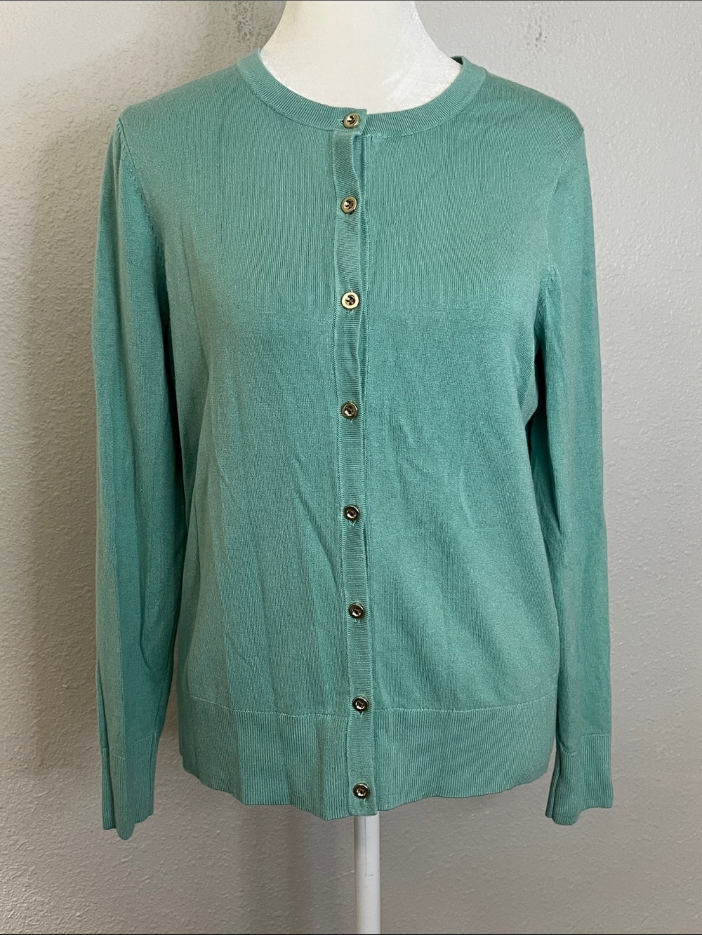 Charter Club Long Sleeve Cardigan Sweater Green Size Medium